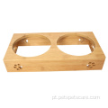 Pet Food Bowl com suporte de bambu elevado